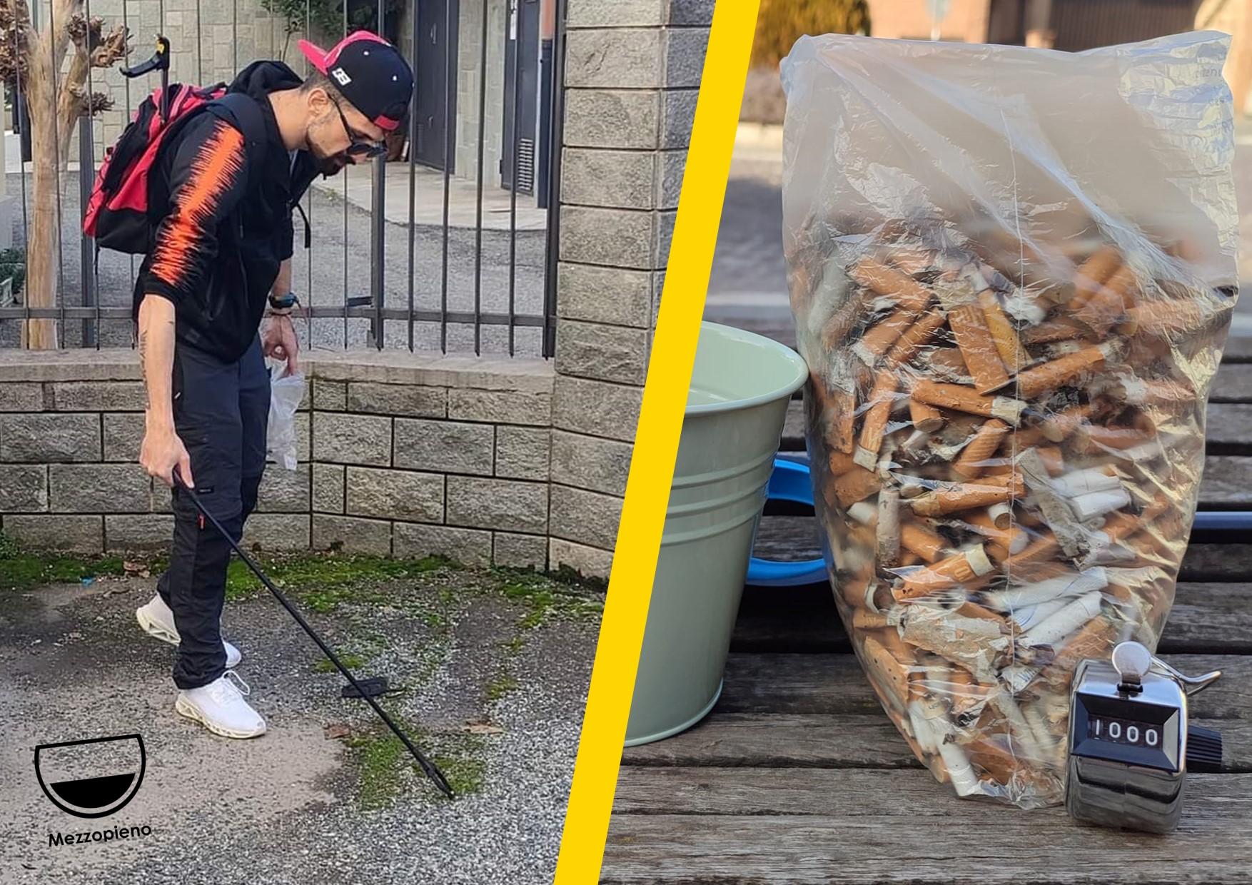 RACCOGLIE 95.000 CICCHE DI SIGARETTE E VINCE LA SUA ANSIA